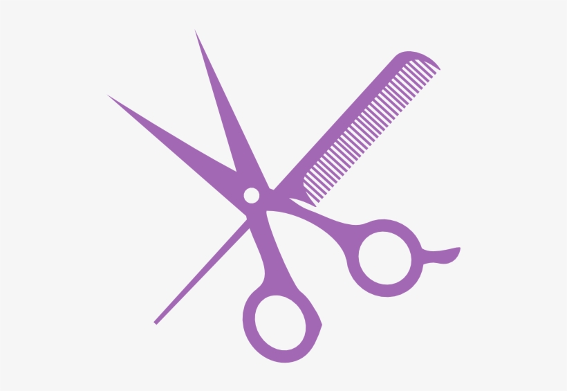 002 Scissors And Comb Purp - Salon Scissors Png, transparent png