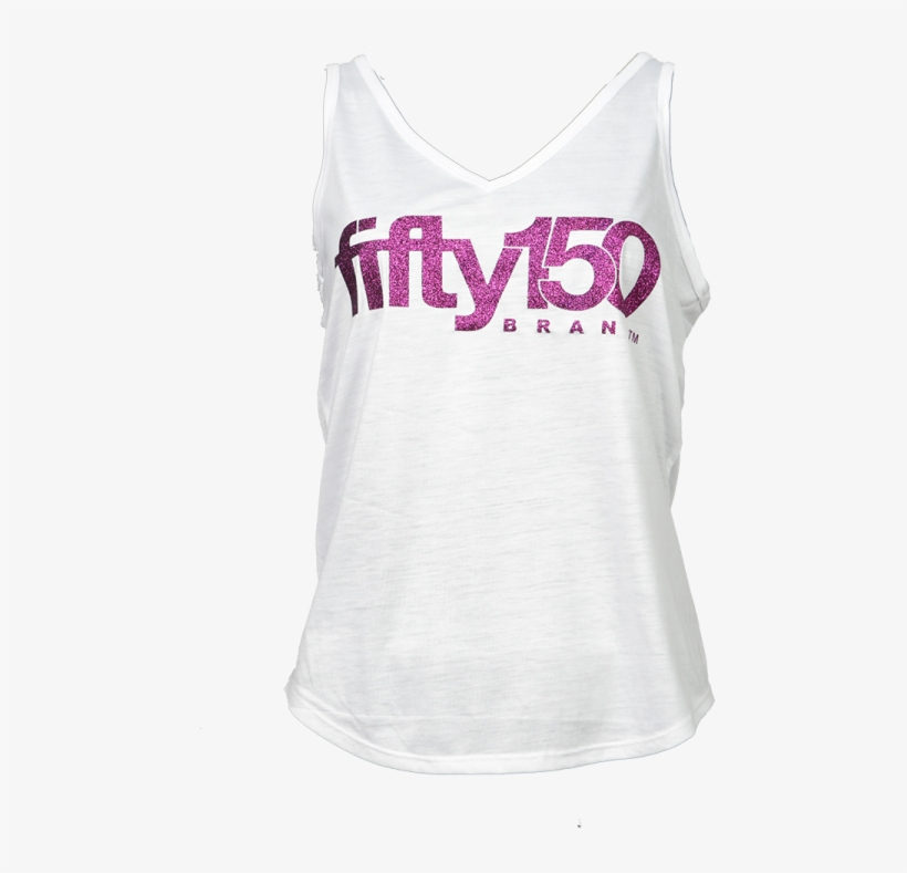 White Womens V Neck Tank Top Purple Glitter Logo - Active Tank, transparent png