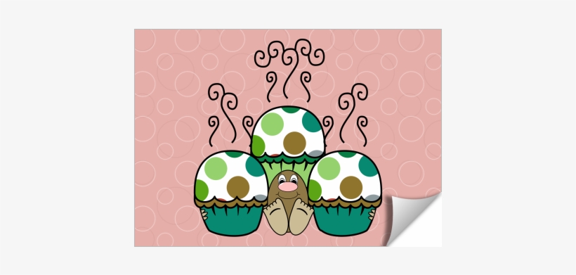 Cute Monster With Green And Brown Polkadot Cupcakes - Cartoon, transparent png