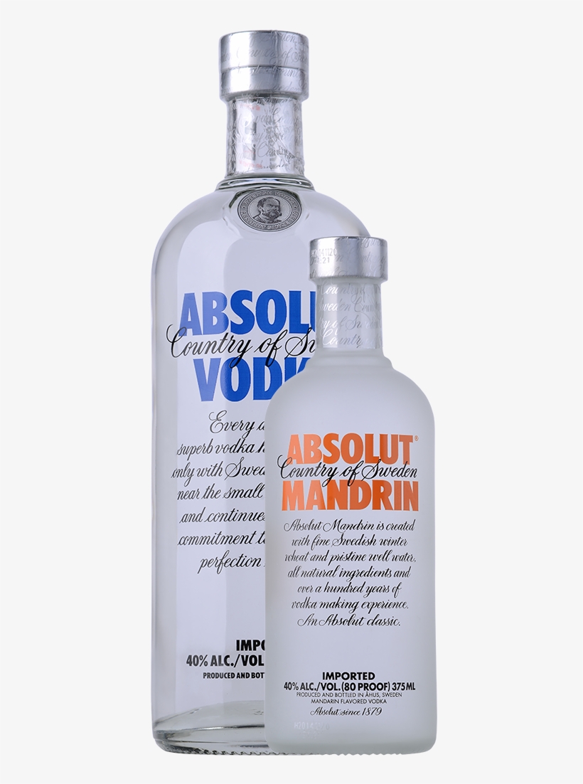 Absolut Vodka Twin Pack 1l With Free Absolut Mandarin - Absolut Vodka, transparent png
