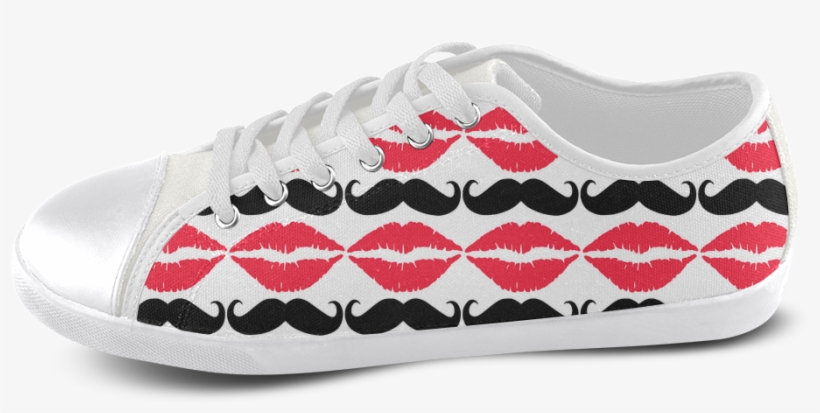 Red And Black Hipster Mustache And Lips Men's Canvas - Ballet Flat, transparent png