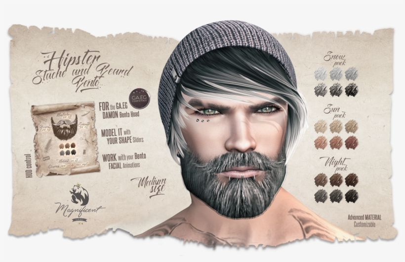 Bento Hipster Stache & Beard - Beard, transparent png