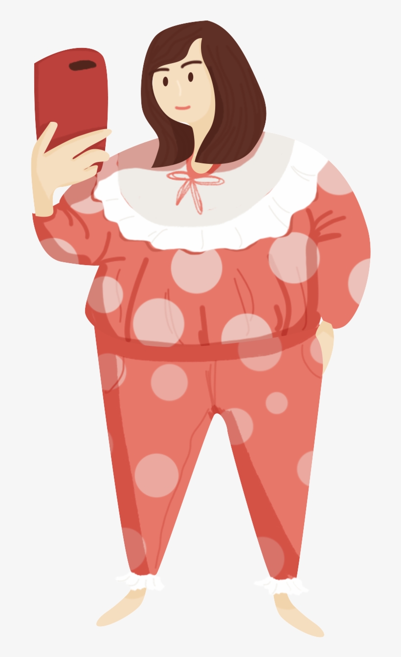 Cartoon Pajamas Girls Selfie Png And Psd - Cartoon, transparent png