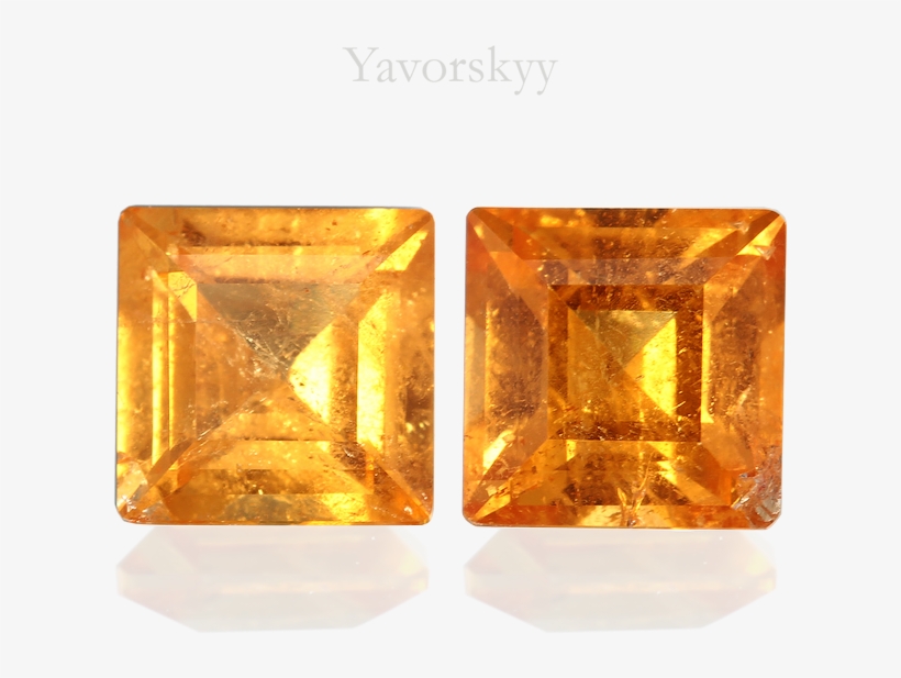 A Pair Of Mandarin Garnet Square - Crystal, transparent png