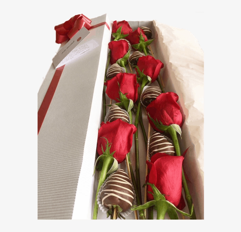 Caja De Rosas Rojas Y Fresas Premium - Tulip, transparent png