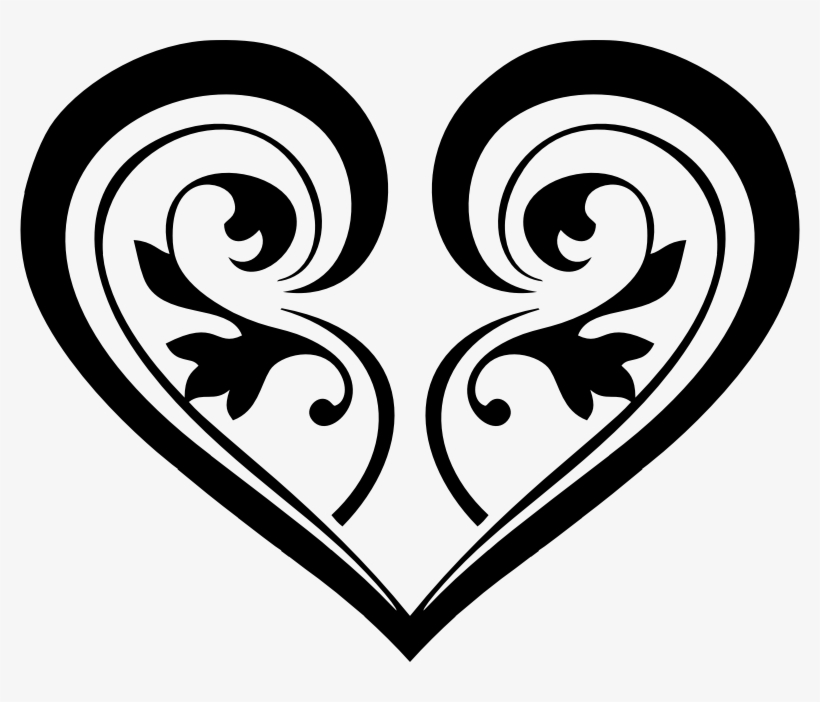 Flourish Heart - Black And White, transparent png