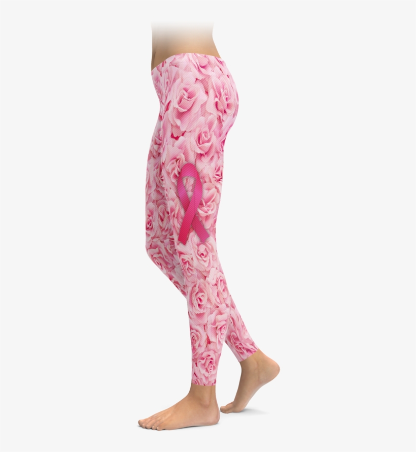 Bed Of Roses Breast Cancer Awareness Ribbon Leggings - Leggings, transparent png