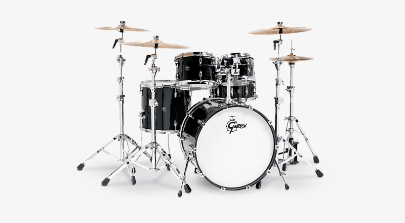 Gretsch Renown 5 Piece Drum Set Piano Black - Gretsch Drums Black And White, transparent png