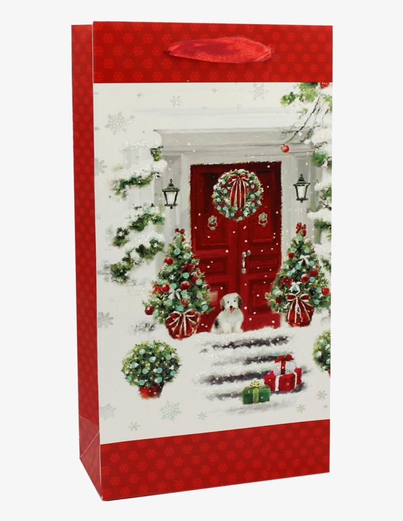 Holiday Printed Paper Red Door Wine Bag - Paper, transparent png