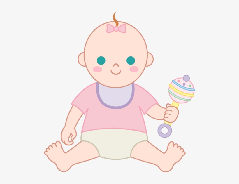 Girl With Free Clip Art Cute Little - Baby With Rattle Clipart, transparent png