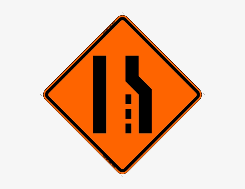 Construction On Green Bay Street May Cause Delays - Right Lane Ends Sign, transparent png