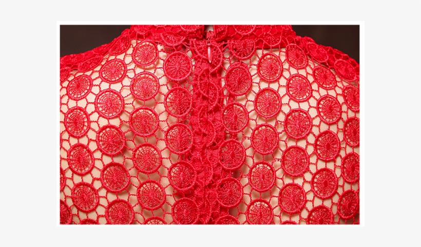 Red Circle Pattern Lace Mandarin Collar Cap Sleeve - Chinese Clothing, transparent png
