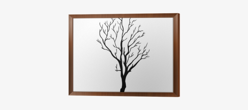 Vector Black Silhouette Of A Bare Tree Framed Canvas - Bare Tree Branch Vector, transparent png