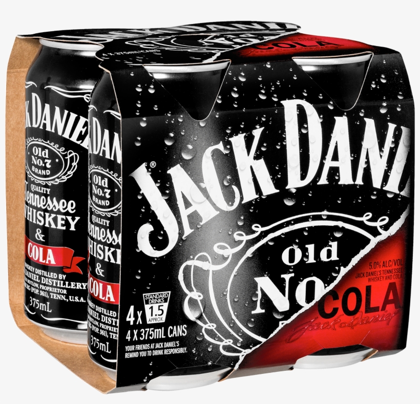 Jack Daniel's Tennessee Whiskey & Cola Cans 375ml 4 - Jack Daniels And Cola 4 Pack, transparent png