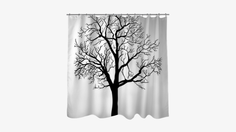 Vector Black Silhouette Of A Bare Tree Shower Curtain - Bare Trees Silhouettes, transparent png