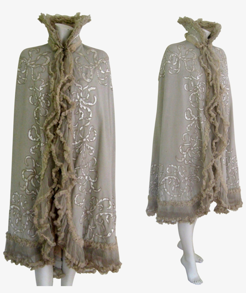 Victorian Evening Cape C1900 Antique Opera Cloak Coat - Clothing, transparent png