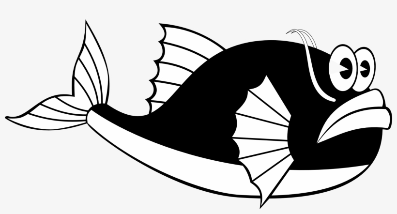 Whale Fish Black White Line Art Copy Christmas Xmas - Sea Fish Clipart, transparent png
