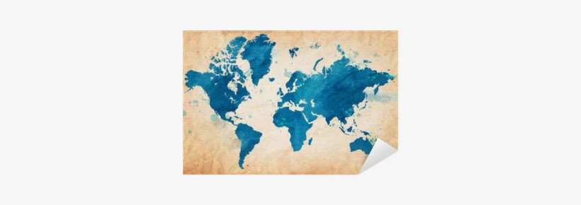 Map Of The World With A Textured Background And Watercolor - World Map, transparent png