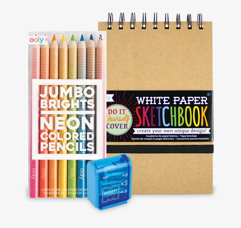 Jumbo Brights Neon Colored Pencils With Diy Cover Sketchbook - Neonowe Kredki, transparent png