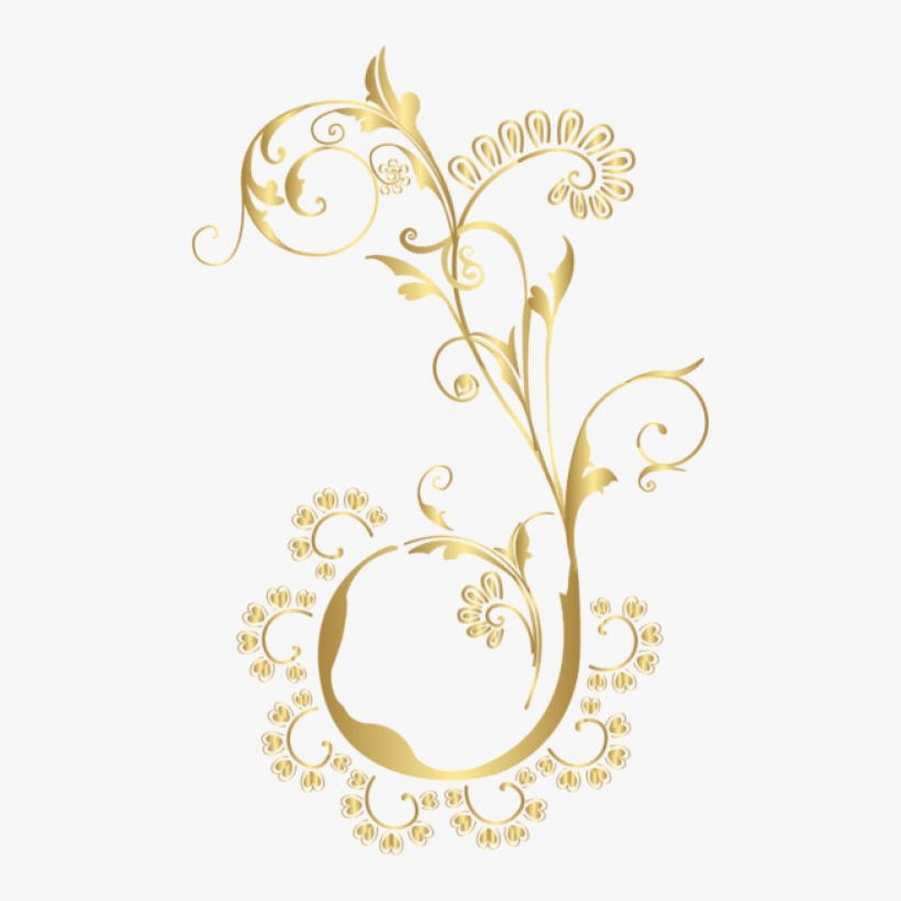 Free Png Download Gold Floral Element Clipart Png Photo - Gold Flower Floral Png, transparent png