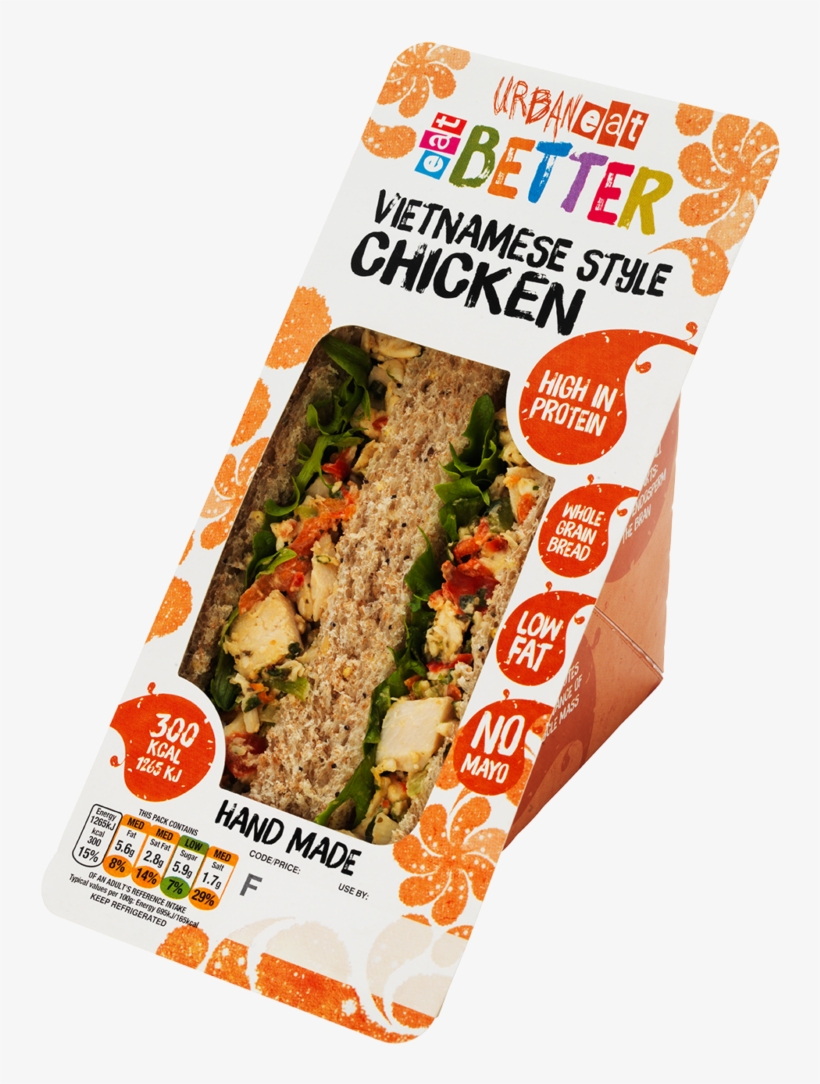 Vietnamese Style Chicken Sandwich - Packaged Sandwiches Urban Eats, transparent png