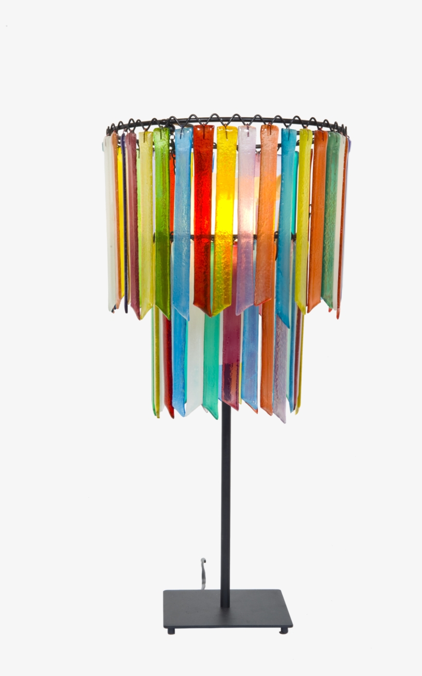Rainbow Rhapsody Handmade Recycled Glass 2 Tier Table - Lamp, transparent png