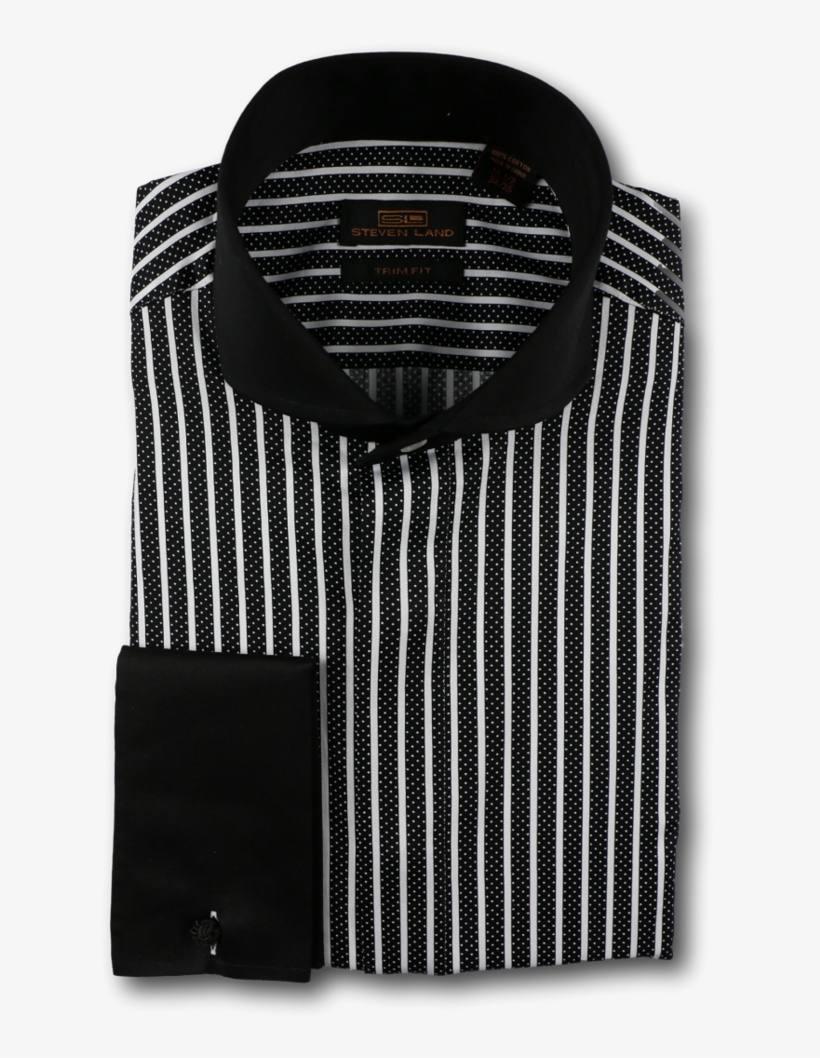 Steven Land Mens Black White Stripe Design Black Collar - Formal Wear, transparent png