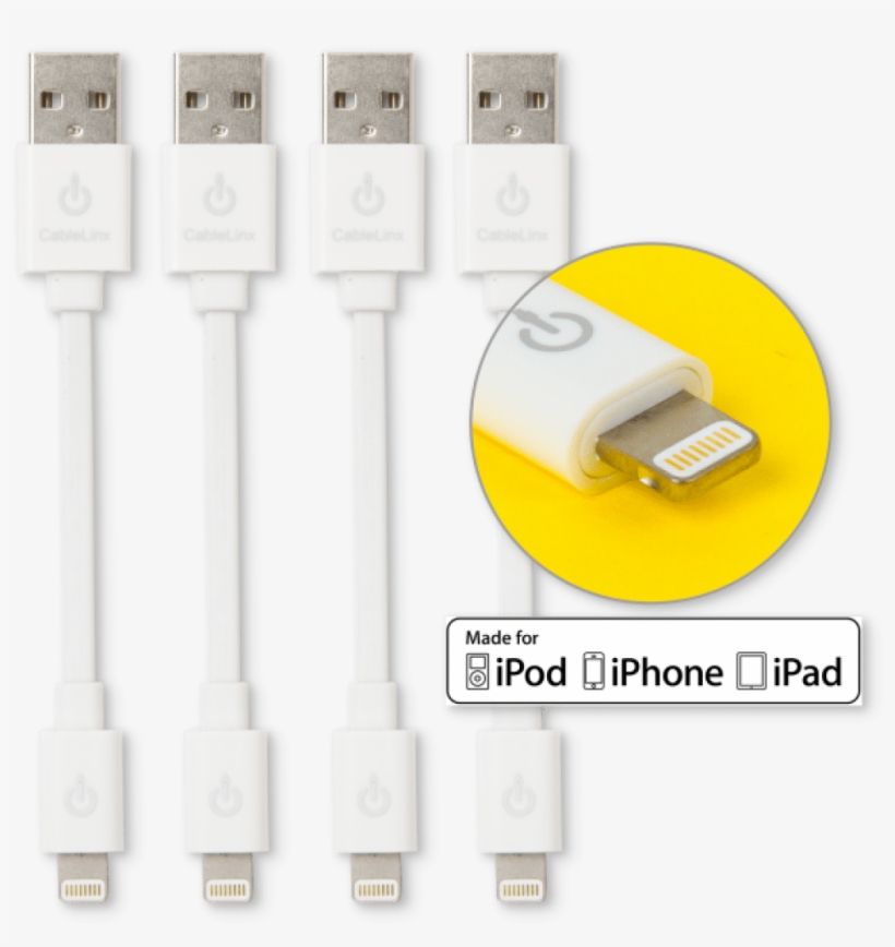 White Mfi Cablelinx Lightning To Usb-a Charge And Sync - Usb Cable, transparent png