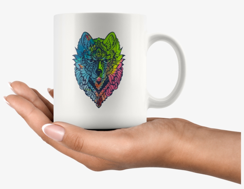 Tribal Wolf Head Mug - Mug, transparent png