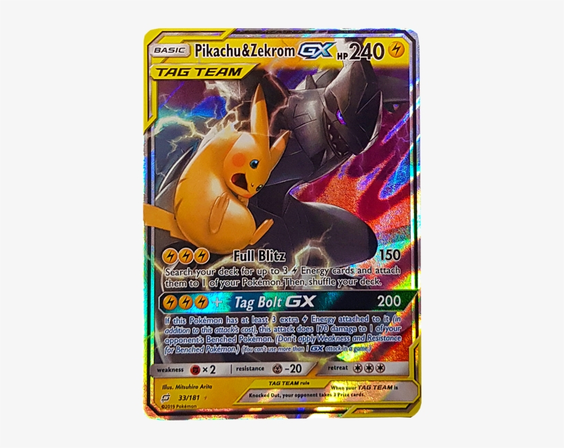 Pikachu & Zekrom Gx Ultra Rare - Pikachu And Zekrom Gx, transparent png