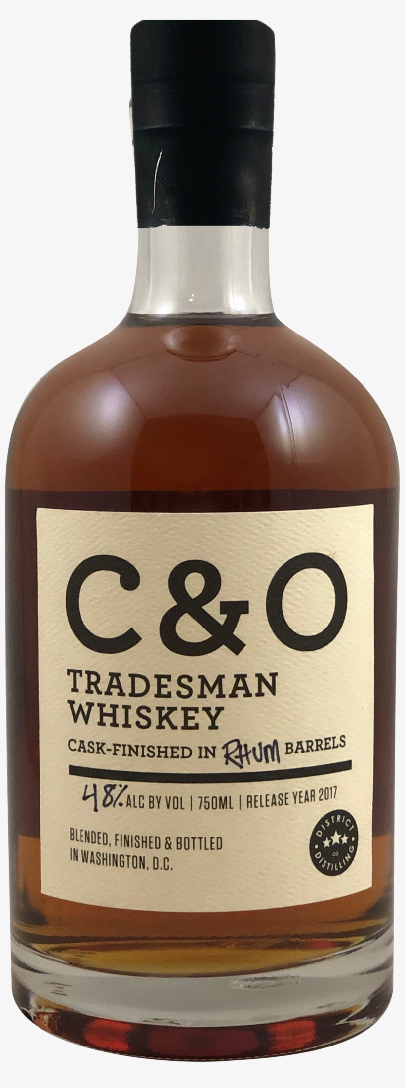 C&o Tradesman Whiskey, French Rhum Cask Finished Image - Glass Bottle, transparent png