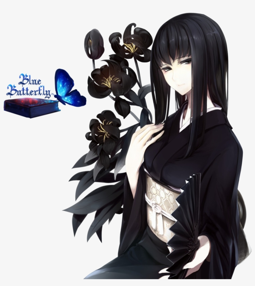 Render Anime Girl Black, transparent png