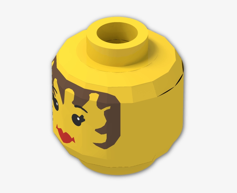 Minifig Head With Brown Hair, Eyelashes, And Lipstick - Plastic, transparent png