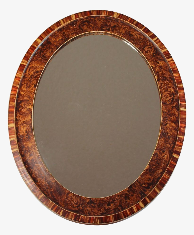 Vintage French Mirror With Faux Burl Wood Frame - Circle, transparent png