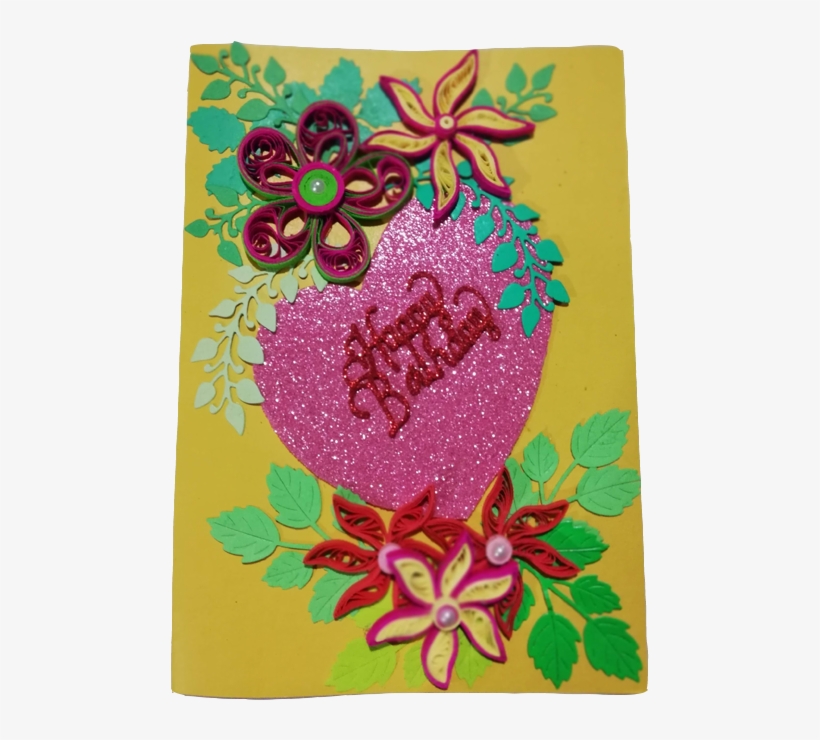 Greeting Card Rose Heart With Yellow Background - Greeting Card, transparent png