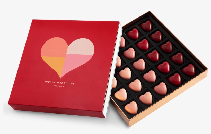 Box Of 25 Valentine's Hearts - Pierre Marcolini, transparent png