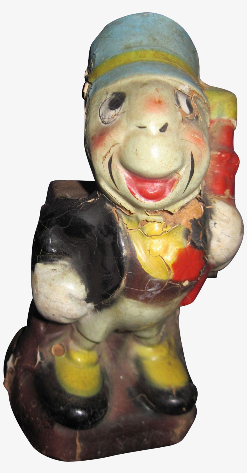 1940 's 6' Jiminy Cricket Disney Bank Free P&i Us Buyers - Figurine, transparent png