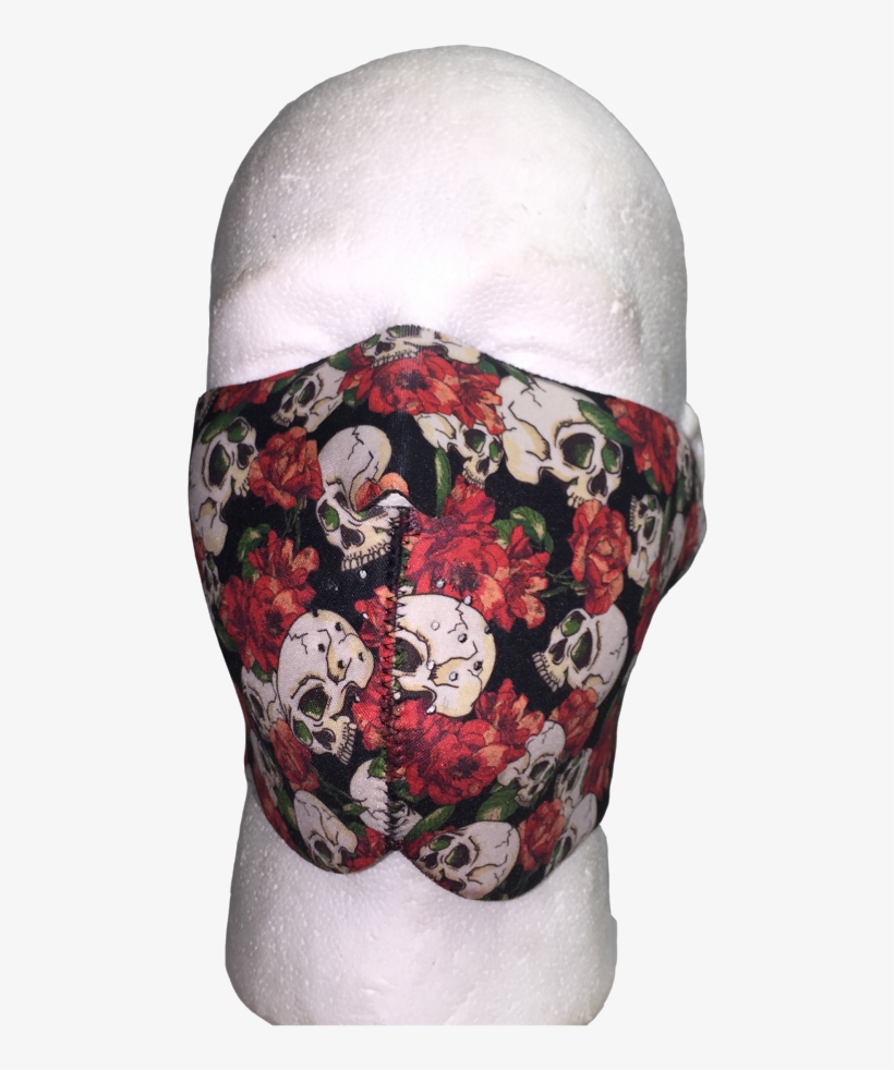Skull And Roses Full Face Mask - Skull, transparent png