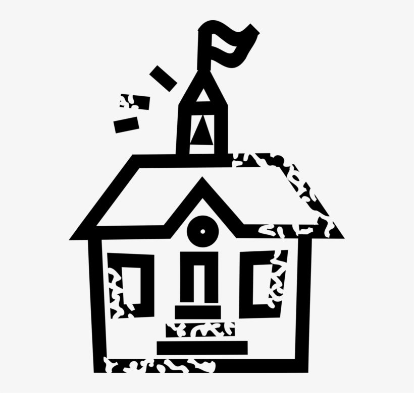 Vector Illustration Of Schoolhouse School Building - Elementary School Newsletters, transparent png