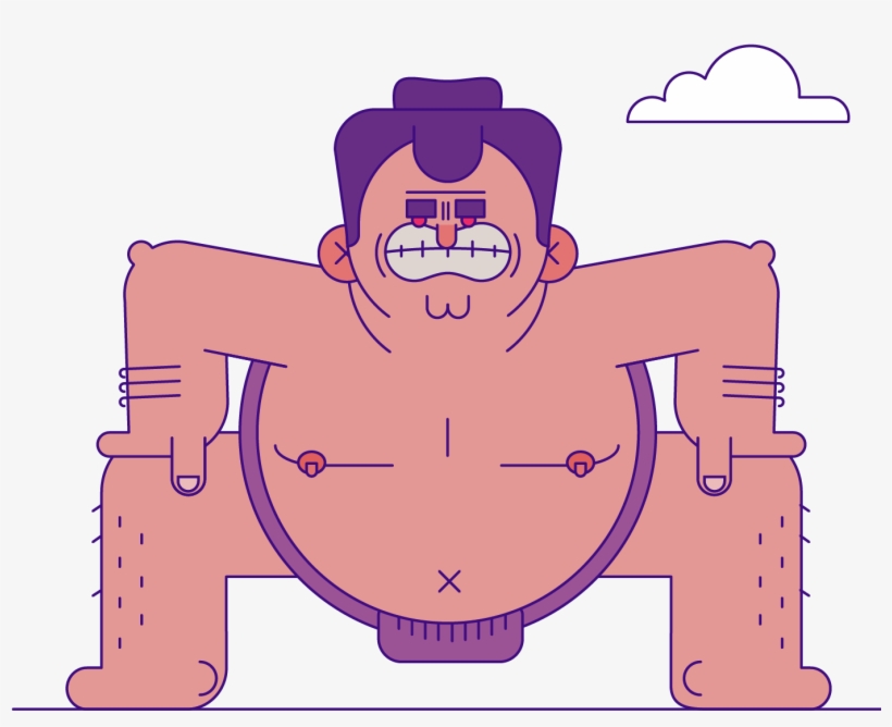 Sumo Animation Web Website Icon Flat Vector Design - Cartoon, transparent png