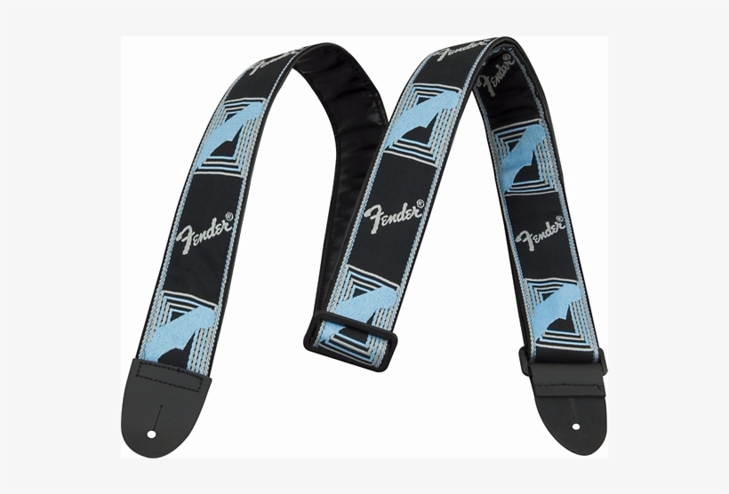 Fender 2" Monogrammed Guitar Strap, Black/light Grey/blue - Fender Guitar Strap Blue, transparent png