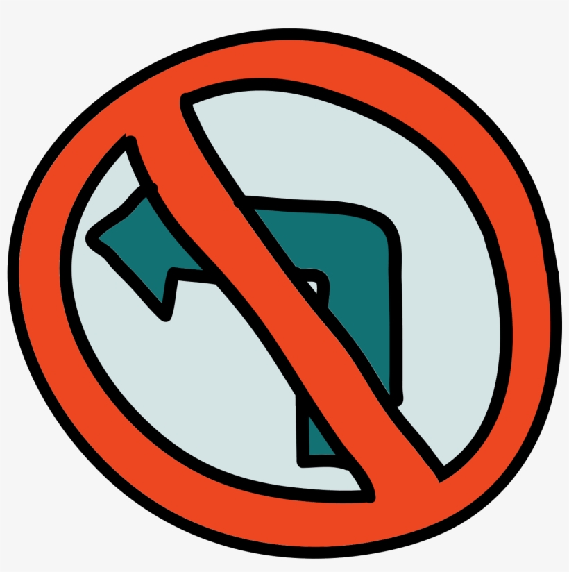 No Turn Road Sign Icon - Circle, transparent png