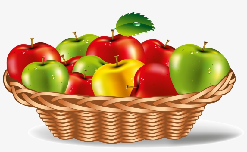 Apples Vector - Cartoon Basket Of Apples, transparent png