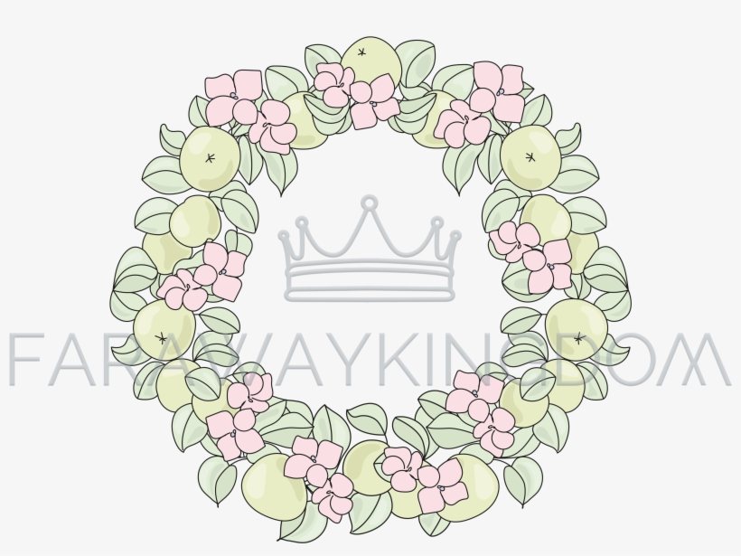 Apple Wreath Floral Fruit Bouquet Vector Illustration - Floral Design, transparent png