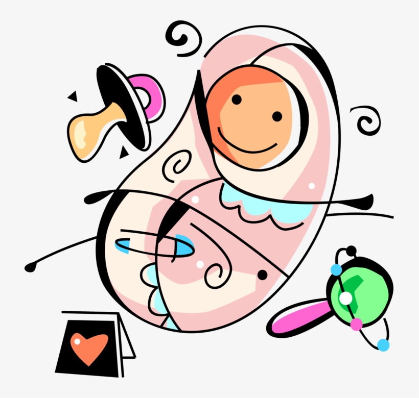 Vector Illustration Of Newborn Infant Baby Wrapped, transparent png