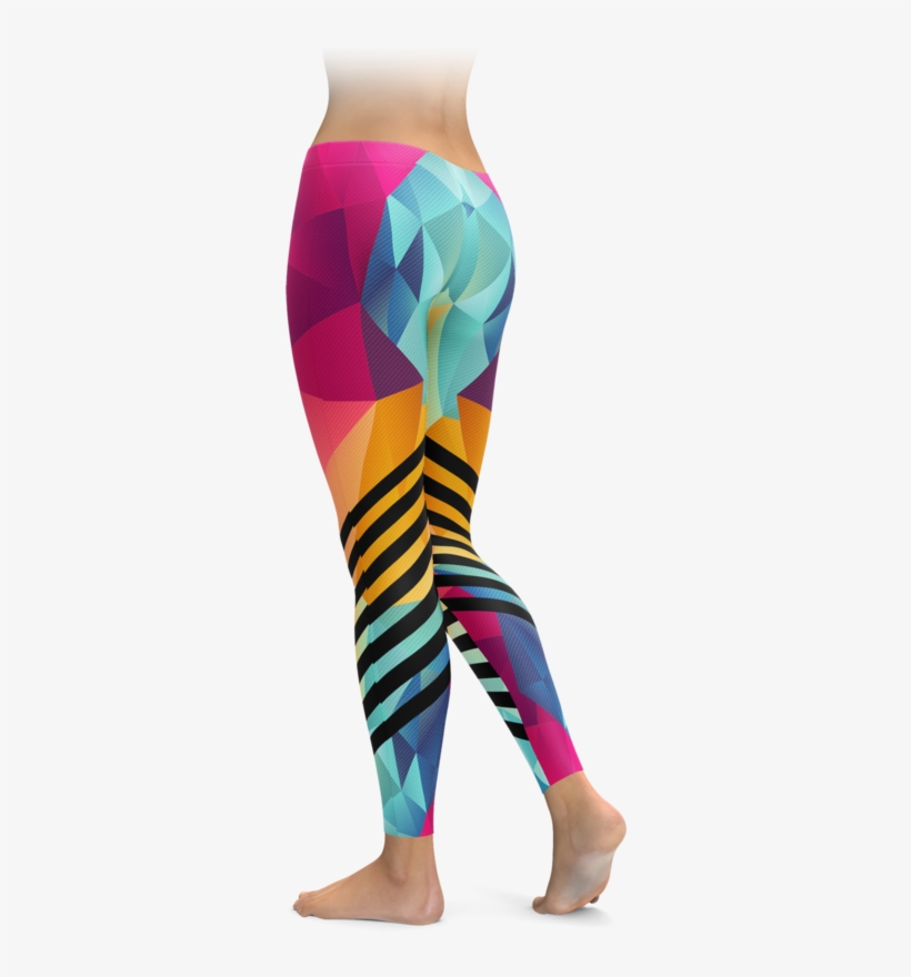 Cotton Candy Polygonal Racing Stripes Leggings - Leggings, transparent png