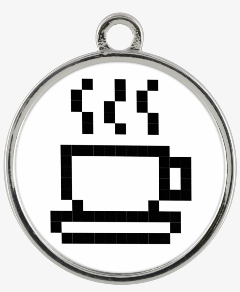 Coffee Lovers Pixel Art Standard Coin Necklace - Tea Cup Pixel Art, transparent png