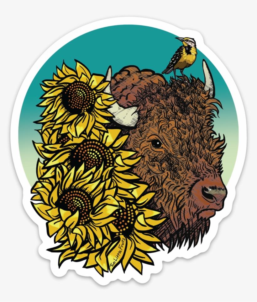 Meadowlark, Bison And Sunflower - Illustration, transparent png