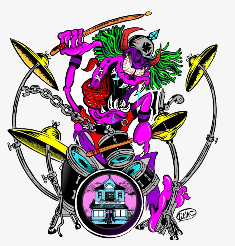 Custom Painted Guitars Doug Mac Art Illustrations Lowbrow - Illustration, transparent png