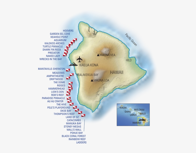 Top Dive Sites On Kona Aggressor Ii - Garden Eel Cove Maps, transparent png